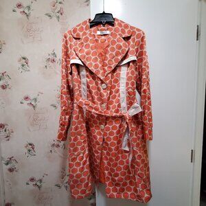 NWOT Vintage orange spotted trench coat